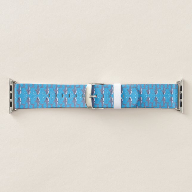Cartoon Swimming Sharks Blue Apple Watch Band (Band)