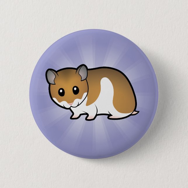 Cartoon Syrian Hamster Pinback Button (Front)