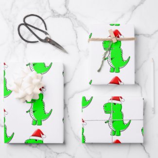 Cartoon T Rex Cute Dino Santas Christmas Hat