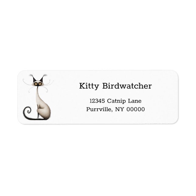Cartoon Tan Siamese Cat Funny Return Address Label (Front)
