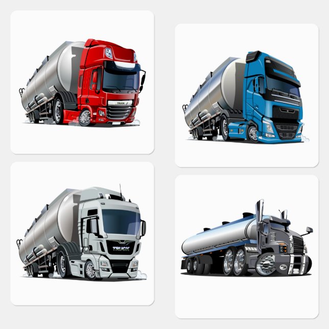 Cartoon tanker trucks kids' labels (Group)
