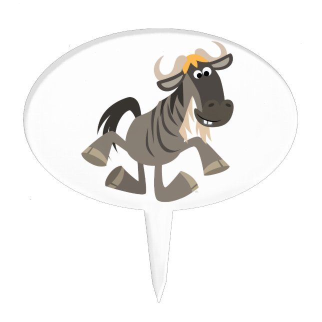 Cartoon Tap Dancing Wildebeest Cake Pick (Front)