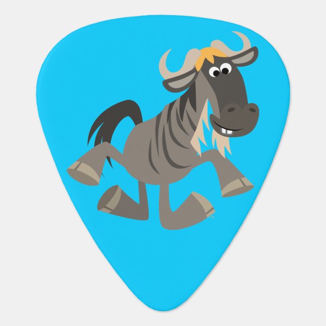 Cartoon Tap Dancing Wildebeest Guitar Pick (Front)