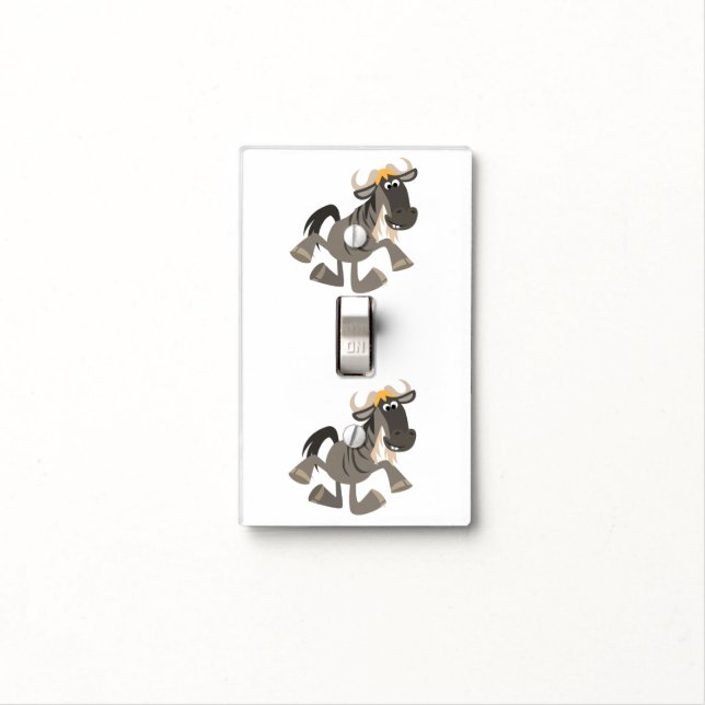 Cartoon Tap Dancing Wildebeest Light Switch Cover (In Situ)