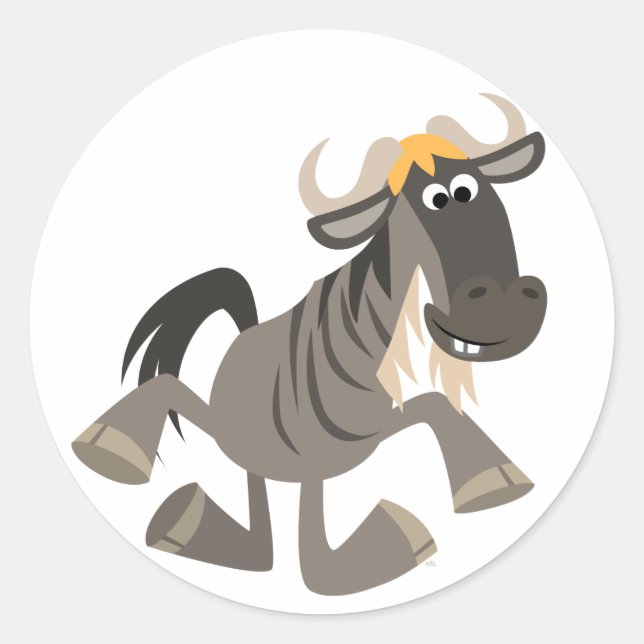 Cartoon Tap Dancing Wildebeest Sticker (Front)