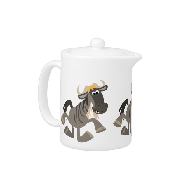 Cartoon Tap Dancing Wildebeest Teapot (Left)