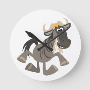 Cartoon Tap Dancing Wildebeest Wall Clock