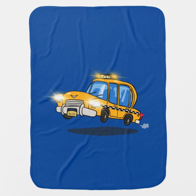 Cartoon Taxi Cab Baby Blanket (Front)