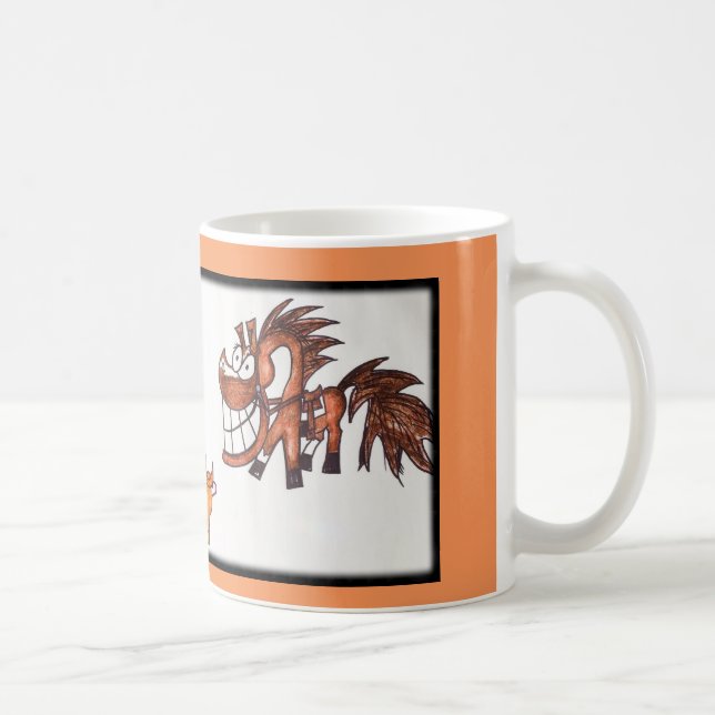 Cartoon team penning cow horse mug (Right)
