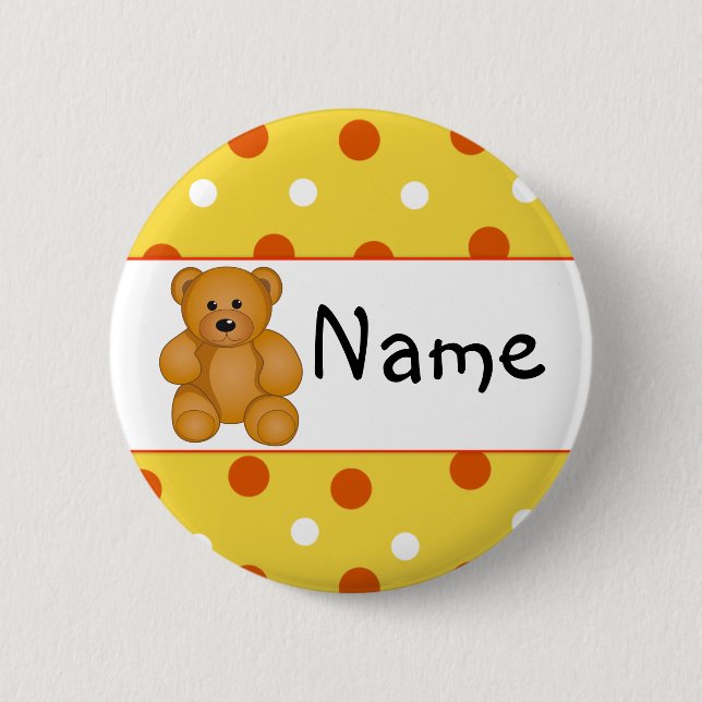 Cartoon Teddy Design Button (Front)
