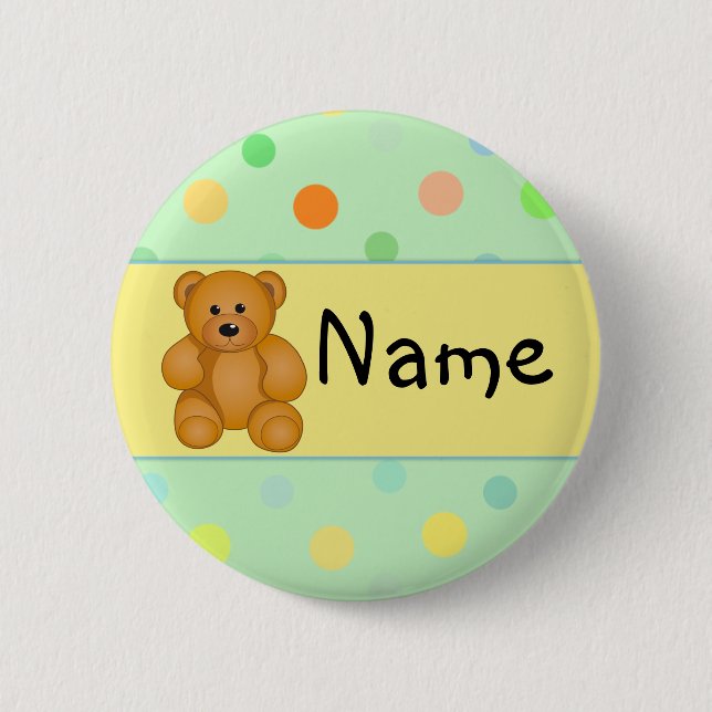 Cartoon Teddy Design Button (Front)