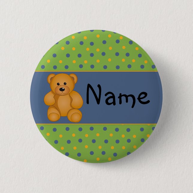 Cartoon Teddy Design Button (Front)