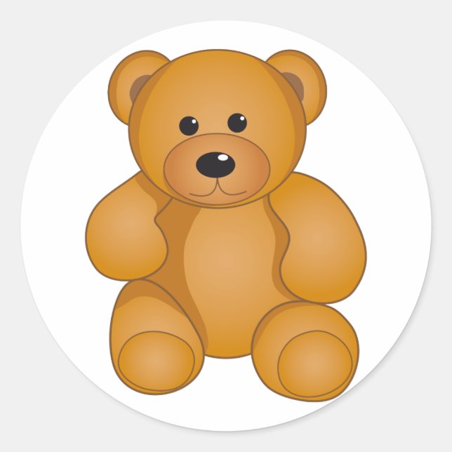 Cartoon Teddy Design Classic Round Sticker (Front)