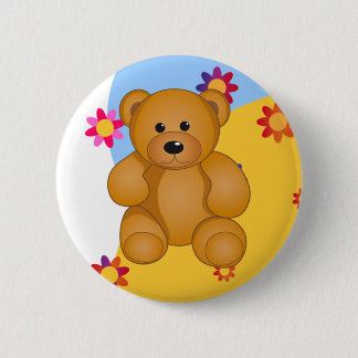 Cartoon Teddy Design Pinback Button