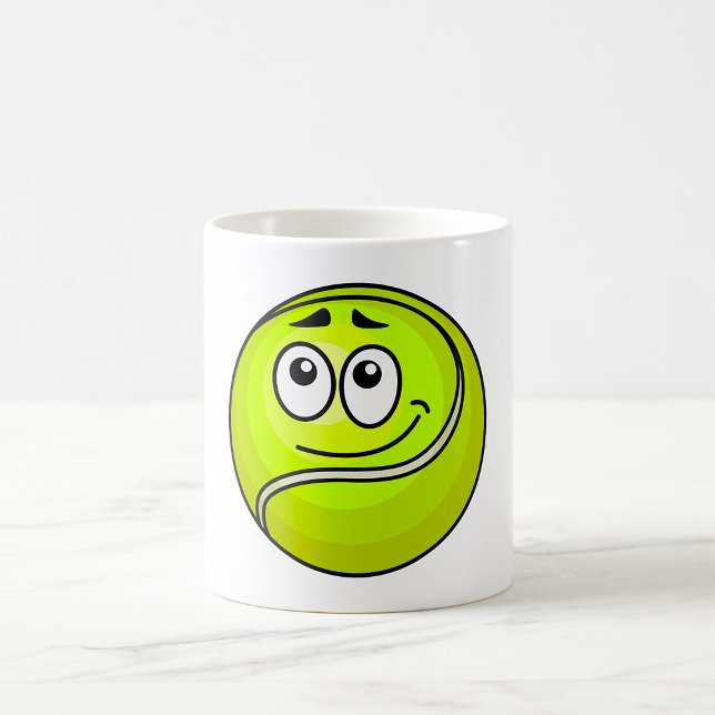 Cartoon Tennis Ball Emoji Face Happy Sports Coffee Mug (Creator Uploaded)