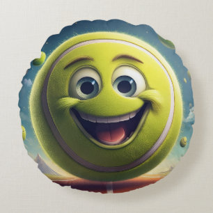 Cartoon Tennis Ball Round Pillow – Whimsical Fun