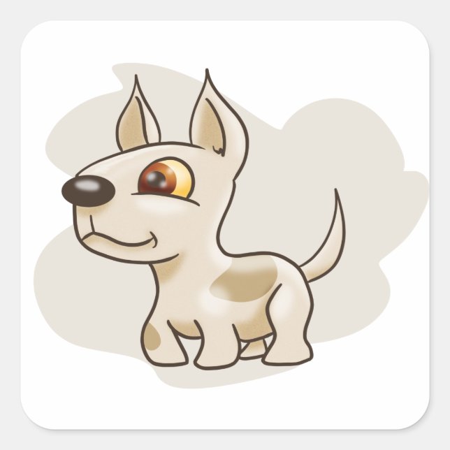 Cartoon Terrier Square Sticker (Front)