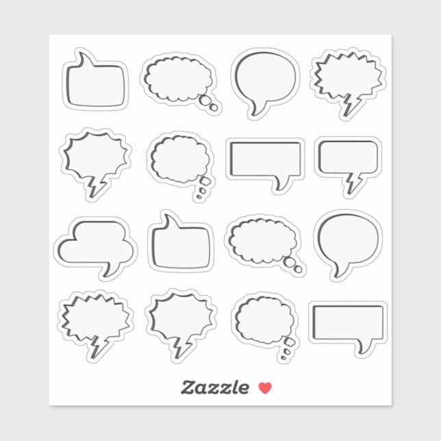 Cartoon Thought Comic Speech Bubble Quote Blank Sticker (Sheet)