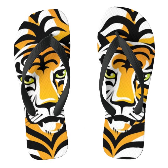 Cartoon Tiger Animal Print Flip Flops (Footbed)