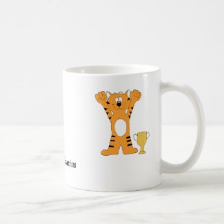 Cartoon Tiger Champion With Trophy Coffee Mug