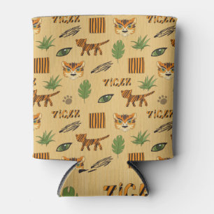 Cartoon Tiger: Cheerful Children's Pattern. Can Cooler