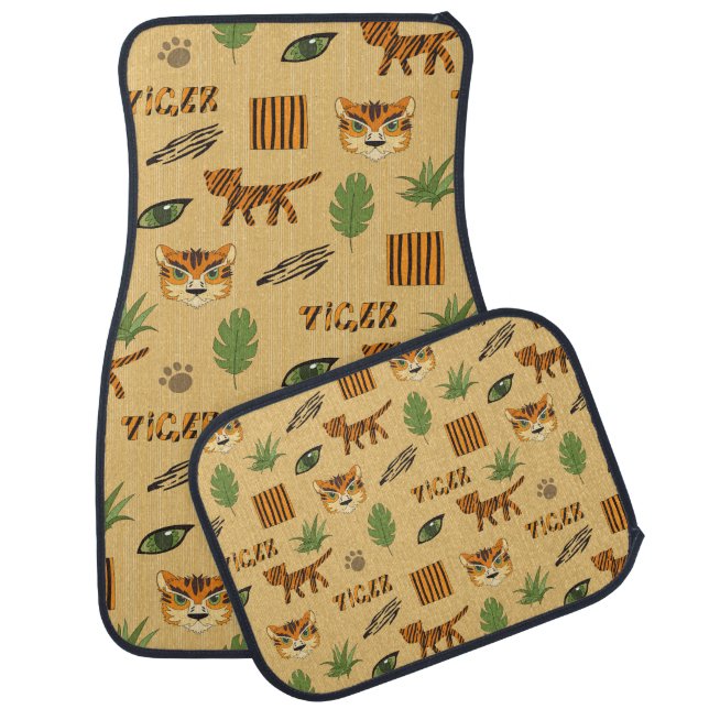 Cartoon Tiger: Cheerful Children's Pattern. Car Floor Mat (Set)