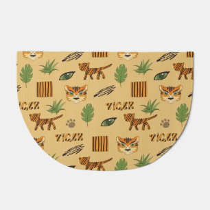 Cartoon Tiger: Cheerful Children's Pattern. Doormat