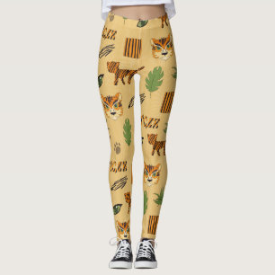 Cartoon Tiger: Cheerful Children's Pattern. Leggings
