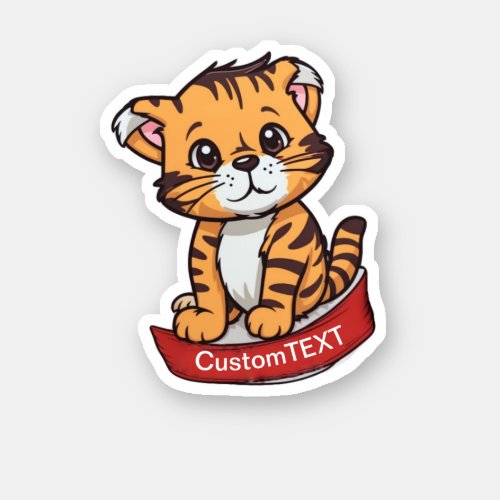 Cartoon Tiger Custom text Sticker