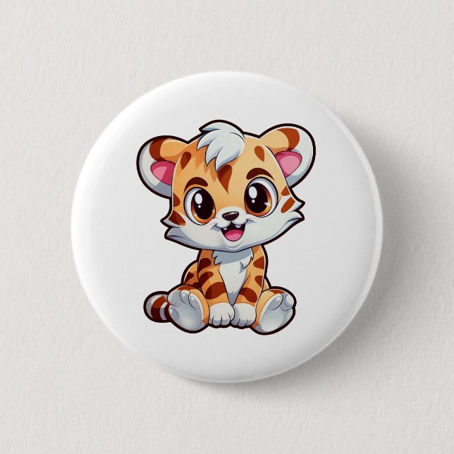 Cartoon tiger illustration button (Front)