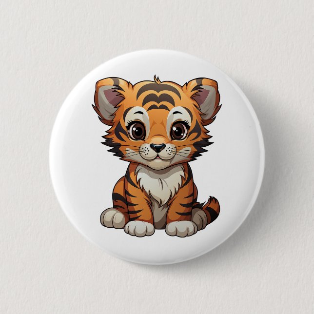 Cartoon tiger illustration button (Front)