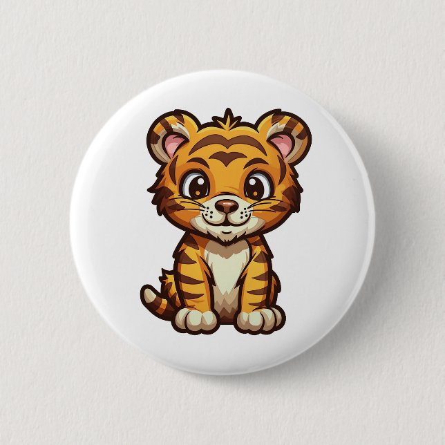 Cartoon tiger illustration button (Front)