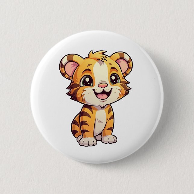Cartoon tiger illustration button (Front)