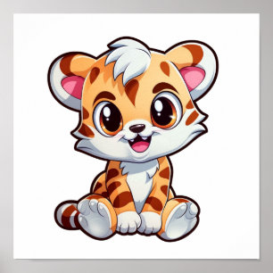Cartoon tiger illustration poster
