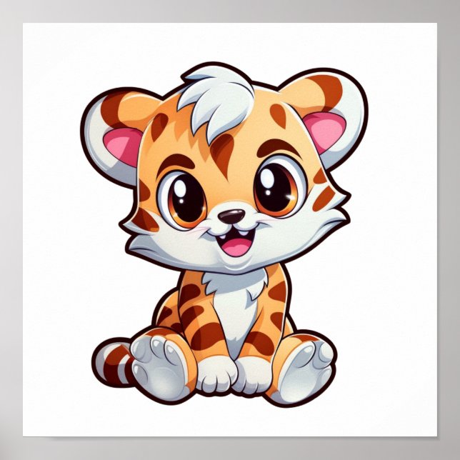 Cartoon tiger illustration poster (Front)