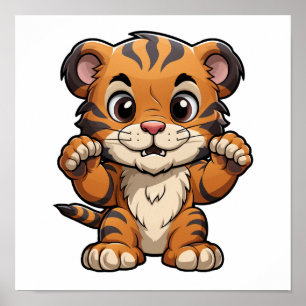 Cartoon tiger illustration poster