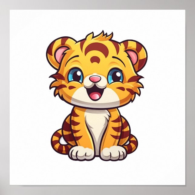 Cartoon tiger illustration poster (Front)