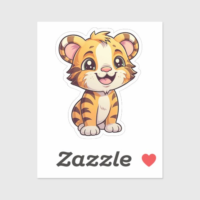 Cartoon tiger illustration sticker (Sheet)