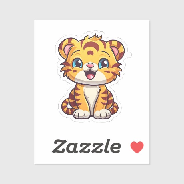 Cartoon tiger illustration sticker (Sheet)