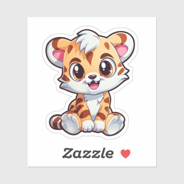 Cartoon tiger illustration sticker (Sheet)