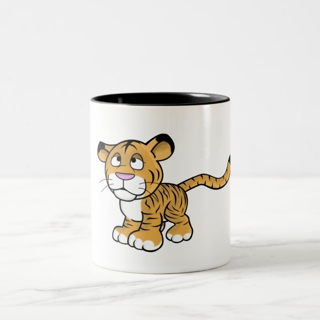 cartoon tiger Two-Tone coffee mug (Center)