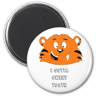 Cartoon Tiger With Sweet Tooth Magnet