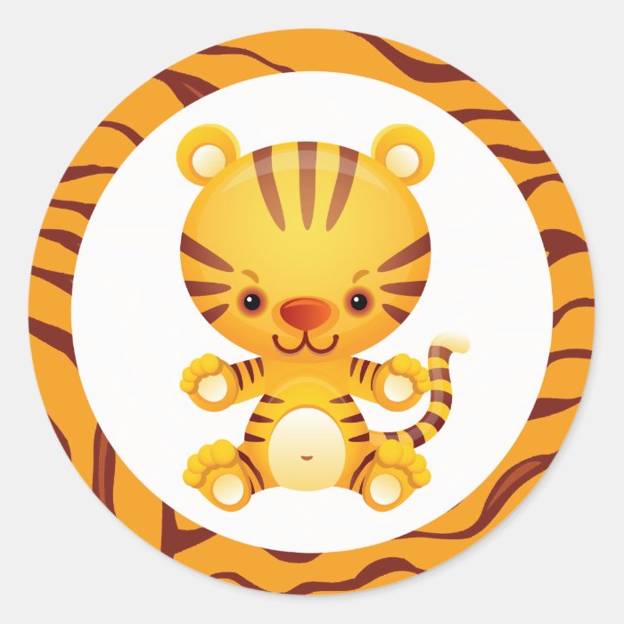 Cartoon Tiger with Tiger Print Stickers