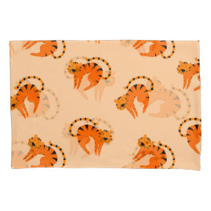 Cartoon Tigers: Children's Vintage Print Pillow Case