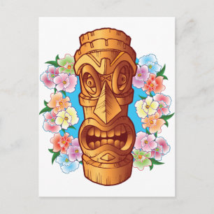 Cartoon Tiki Statue Postcard