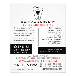 Cartoon Tooth Logo, Dentistry, Dentist Advertising Flyer