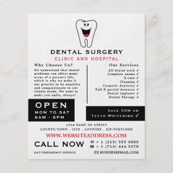 Cartoon Tooth Logo  Dentistry  Dentist Advertising Flyer by TheBusinessCardStore at Zazzle