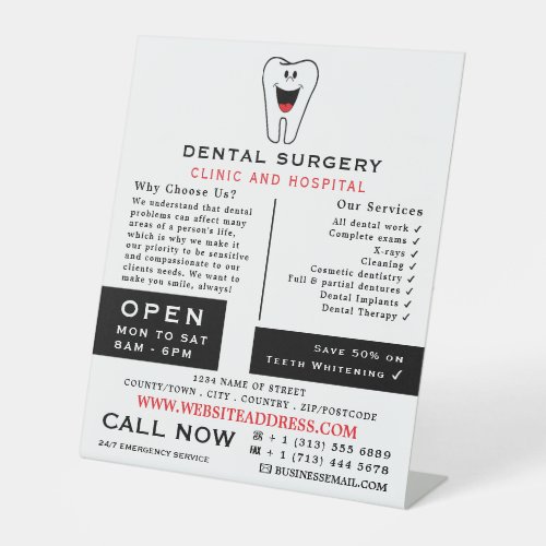 Cartoon Tooth Logo Dentistry Dentist Advertising Pedestal Sign