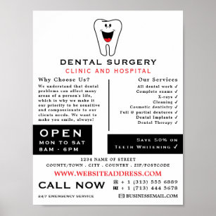 Cartoon Tooth Logo, Dentistry, Dentist Advertising Poster