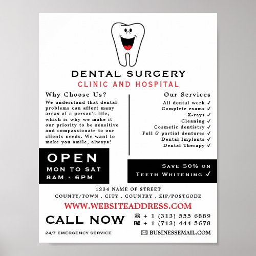 Cartoon Tooth Logo Dentistry Dentist Advertising Poster